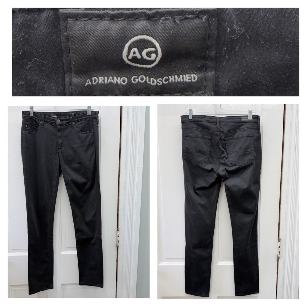 AG‎ Adriano Goldschmied The Prima Mid Rise Cigarette Black Pants 29R 29 Regular